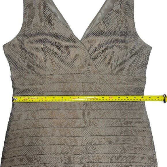 EXPRESS Sleeveless BodyCon Dress Snakeskin Print Large Dark Taupe V-Neck Stretch - Picture 16 of 16